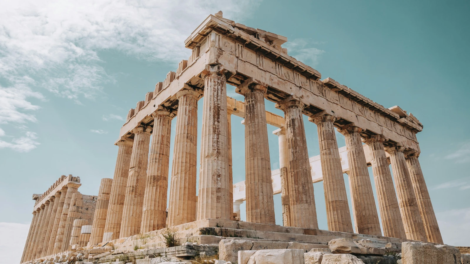 Acropolis of Athens ruins viewed from rental car road trip
