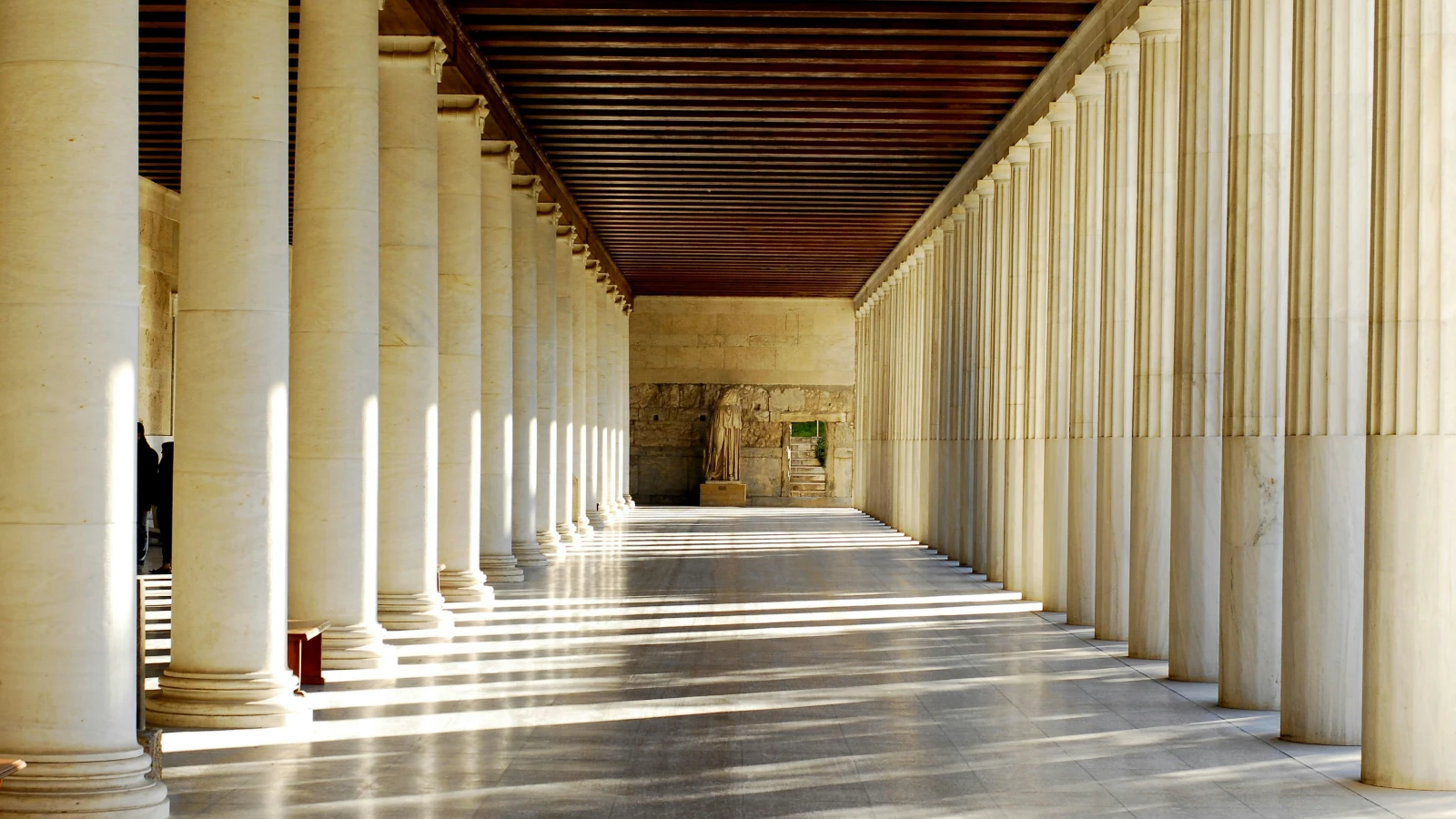 white marble columns at the Ancient Agora of Athens car rental day trip