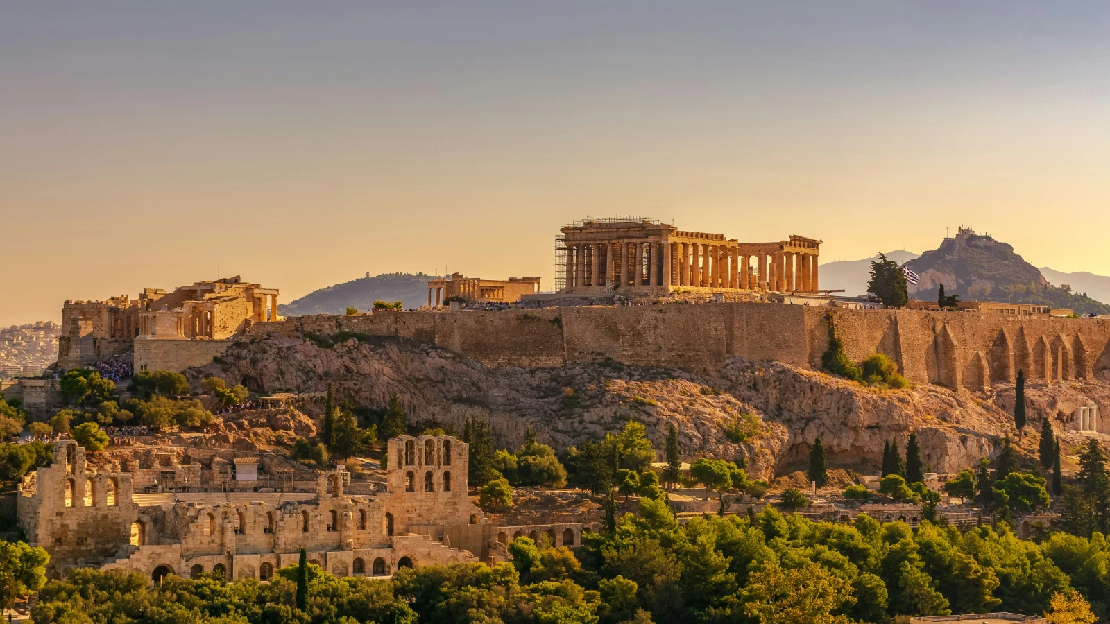 Parthenon Athen vom Mietwagen-Routenblick