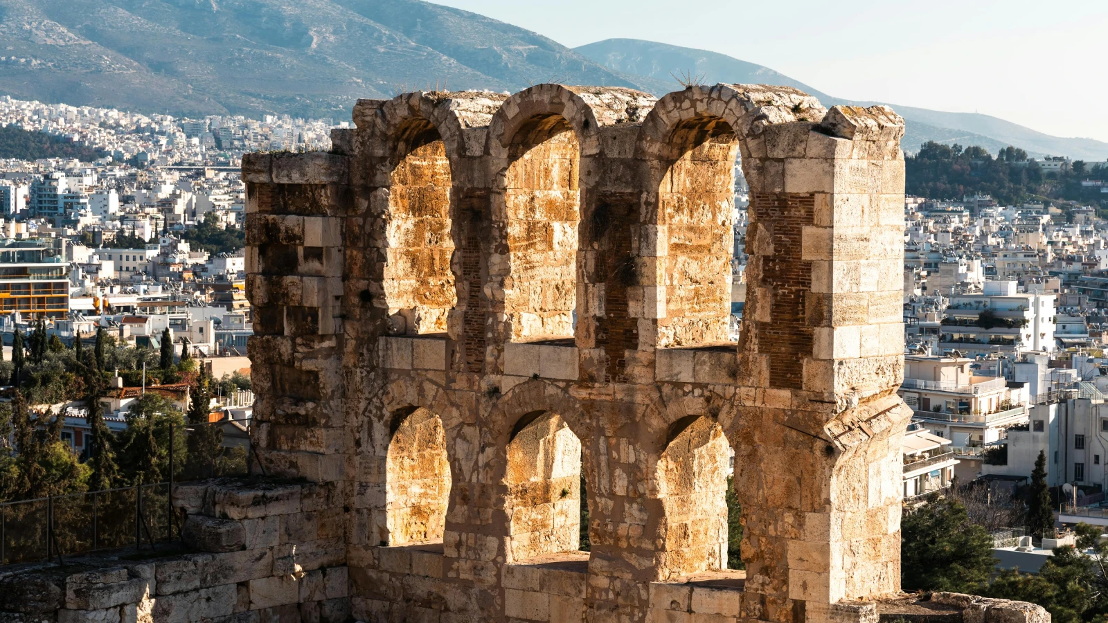 scenic Athens drive past ancient theaters